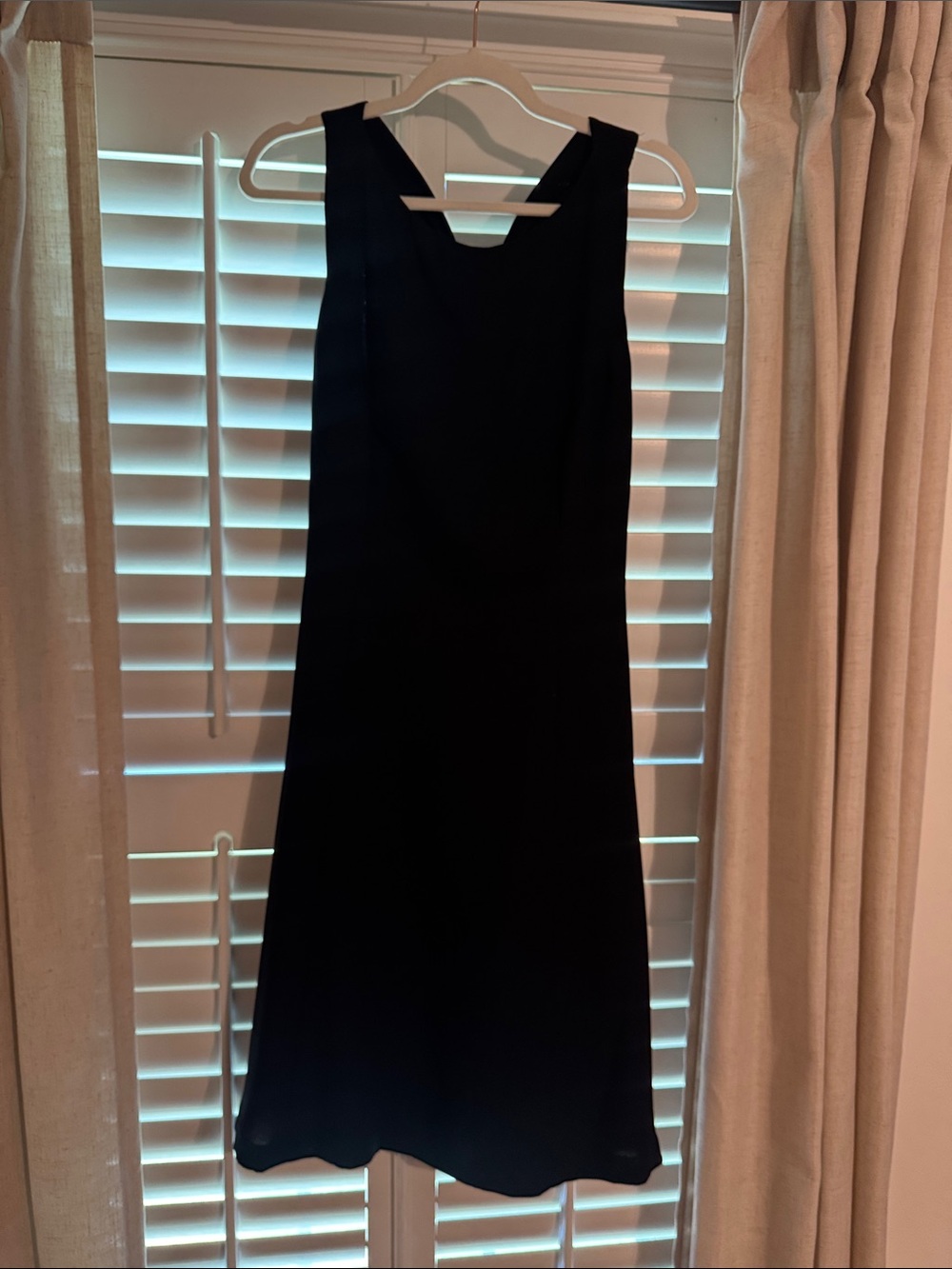 Talbots Black Sleeveless Midi Dress with Scoop Neck